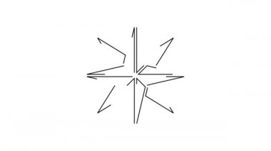 Beyaz zemin üzerinde siyah çizgi rüzgar gül ikonu izole. Seyahat için pusula simgesi. Navigasyon tasarımı. 4K Video hareketli grafik canlandırması.