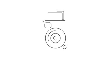 Siyah çizgi fotoğraf makinesi simgesi beyaz arkaplanda izole edildi. Fotoğraf makinesi simgesi. 4K Video hareketli grafik canlandırması.