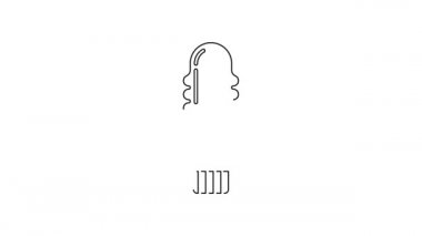 Black line Dildo vibrator for sex games icon isolated on white background. Sex toy for adult. Vaginal exercise machines for intimate. 4K Video motion graphic animation.