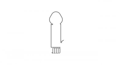 Black line Dildo vibrator for sex games icon isolated on white background. Sex toy for adult. Vaginal exercise machines for intimate. 4K Video motion graphic animation.