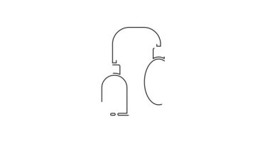 Black line Penis pump icon isolated on white background. Penis enlarger. Sex toy for men. Vacuum pump with a blower to increase the penis. 4K Video motion graphic animation.