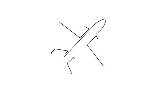 Black Line Plane Icon Isolated White Background Flying Airplane Icon — Stock Video