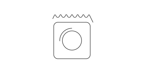 ブラックライン白の背景に隔離されたパッケージの安全なセックスアイコンのコンドーム 安全な愛のシンボル 男性のための避妊法 4Kビデオモーショングラフィックアニメーション — ストック動画