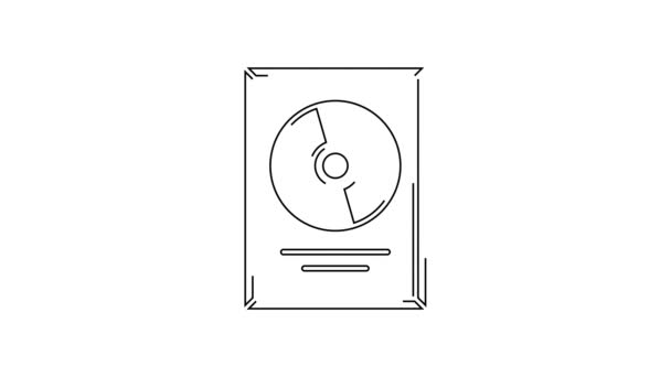 Beyaz Arkaplanda Izole Edilmiş Çerçeve Simgesinde Siyah Çizgi Disk Ödülü — Stok video