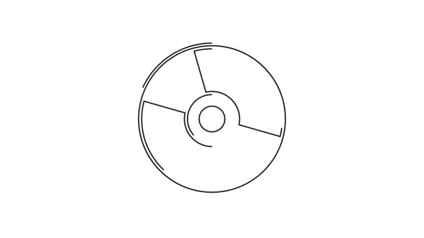 黑线Cd或Dvd盘图标隔离在白色背景上 光盘标志 4K视频运动图形动画 — 图库视频影像