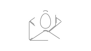 Beyaz arka planda Mutlu Paskalyalar simgesi olan siyah çizgi tebrik kartı. Kutlama için davetiye ya da tebrik kartı şablonu. 4K Video hareketli grafik canlandırması.