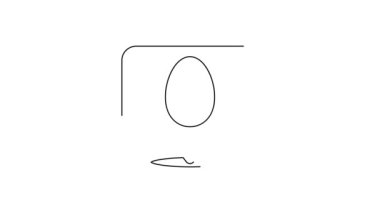 Beyaz arka planda paskalya yumurtası ikonu olan siyah çizgi konuşma balonu. Mutlu Paskalyalar. 4K Video hareketli grafik canlandırması.