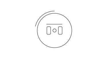 Siyah çizgi elektrik çıkış simgesi beyaz arkaplanda izole edildi. Elektrik prizi. Rosette sembolü. 4K Video hareketli grafik canlandırması.