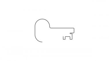 Siyah çizgi Beyaz arkaplanda izole edilmiş eski anahtar simgesi. 4K Video hareketli grafik canlandırması.