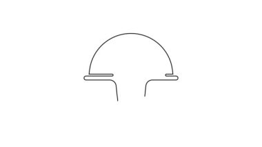 Beyaz arka planda siyah çizgi İşçi Kaskı simgesi izole edildi. 4K Video hareketli grafik canlandırması.