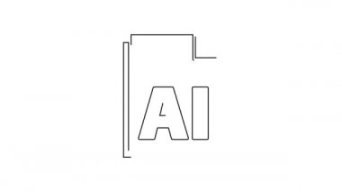 Siyah çizgi Yapay Zeka dosyası. Beyaz arkaplanda ai düğmesi simgesi indir. Yapay zeka dosya sembolü. 4K Video hareketli grafik canlandırması.