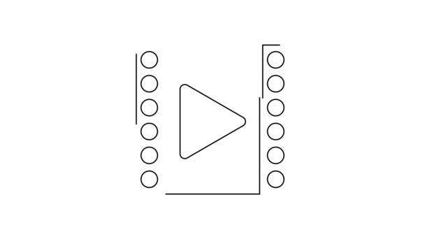 Schwarze Linie Abspielen Video Symbol Isoliert Auf Weißem Hintergrund Filmstreifenschild — Stockvideo