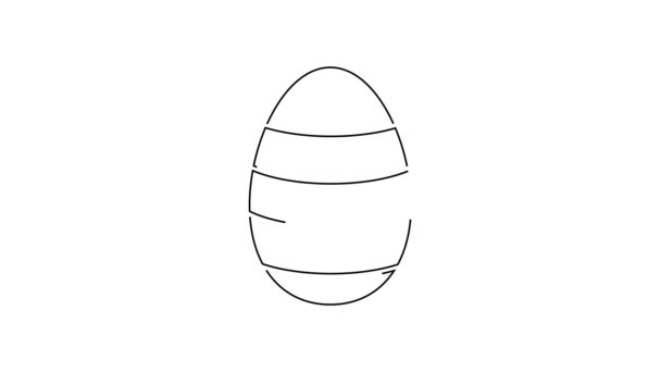 Μαύρη Γραμμή Πασχαλινό Αυγό Εικονίδιο Απομονώνονται Λευκό Φόντο Καλό Πάσχα — Αρχείο Βίντεο
