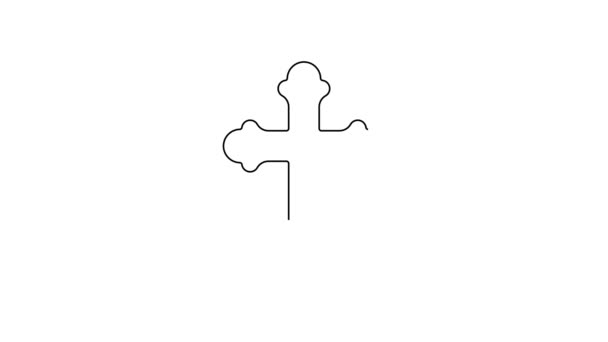 Black Line Christian Cross Icon Isolated White Background Church Cross — Stock Video