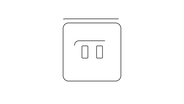 黑线电源插座图标隔离在白色背景上 电源插座玫瑰的象征 4K视频运动图形动画 — 图库视频影像