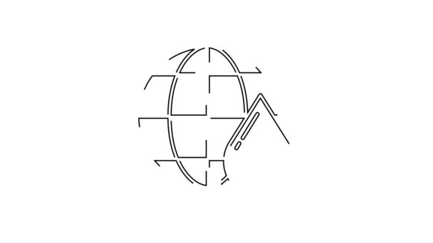 Черная Линия Земли Иконке Капли Воды Изолированы Белом Фоне Экономия — стоковое видео