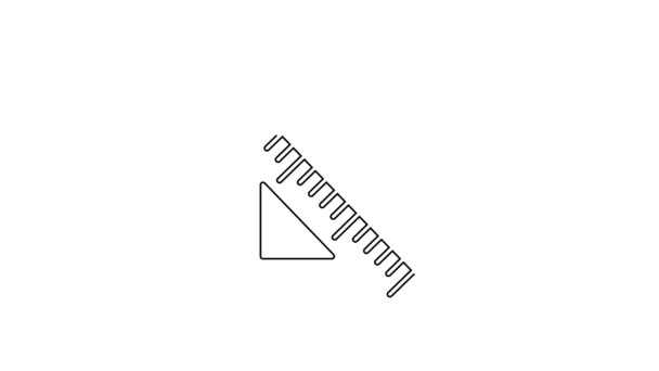 Black Line Triangular Ruler Icon Isolated White Background Straightedge Symbol — Stock Video