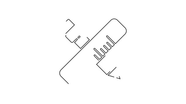 黒い線白い背景に描かれた十字形の定規と鉛筆のアイコン 右端のシンボル 描画や教育ツール 4Kビデオモーショングラフィックアニメーション — ストック動画