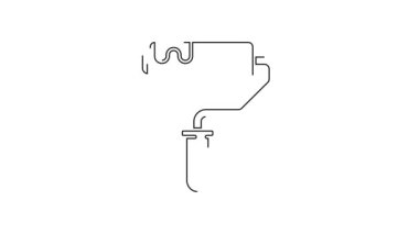 Beyaz arkaplanda siyah çizgi boyalı fırça ikonu izole edildi. 4K Video hareketli grafik canlandırması.