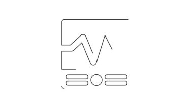 Siyah çizgi elektrikli ölçüm aletleri simgesi beyaz arkaplanda izole edildi. Analog cihazları. Elektrikli aletler. 4K Video hareketli grafik canlandırması.