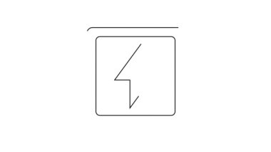 Siyah çizgi Şimşek simgesi beyaz arkaplanda izole edildi. Flaş işareti. Flaş ikonunu yükle. Gök gürültüsü. Yıldırım çarpması. 4K Video hareketli grafik canlandırması.