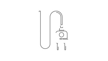Siyah çizgi elektrik prizi simgesi beyaz arkaplanda izole edildi. Bağlantı kavramı ve elektriğin kesilmesi. 4K Video hareketli grafik canlandırması.