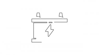 Siyah çizgili araba aküsü simgesi beyaz arkaplanda izole edildi. Akümülatör bataryası enerji ve elektrik akümülatörü bataryası. 4K Video hareketli grafik canlandırması.