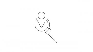 Siyah çizgi Arama konumu simgesi beyaz arkaplanda izole edildi. İşaretli büyüteç. 4K Video hareketli grafik canlandırması.