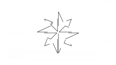 Beyaz zemin üzerinde siyah çizgi rüzgar gül ikonu izole. Seyahat için pusula simgesi. Navigasyon tasarımı. 4K Video hareketli grafik canlandırması.