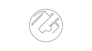 Siyah çizgi haritası beyaz arkaplanda izole edilmiş konum simgesi simgesi ile birlikte. 4K Video hareketli grafik canlandırması.