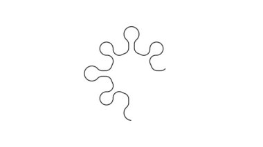 Siyah çizgi Virüs simgesi beyaz arkaplanda izole edildi. Corona virüsü 2019-nCoV. Bakteri ve mikroplar, hücre kanseri, mikrop, mantar. 4K Video hareketli grafik canlandırması.