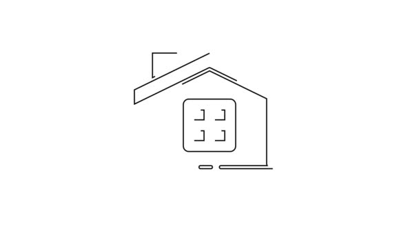Ícone Casa Linha Preta Isolado Fundo Branco Símbolo Animação Gráfica — Vídeo de Stock