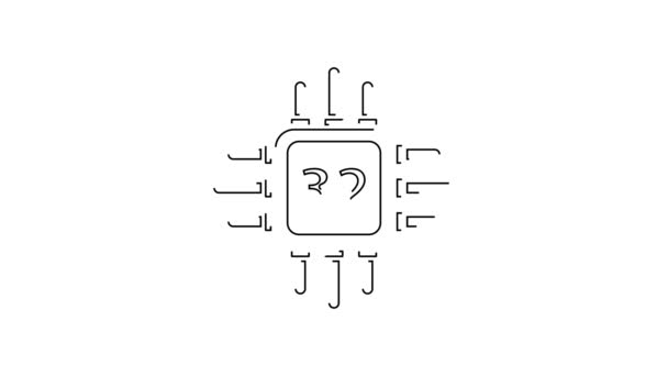 Linha Preta Processador Computador Com Microcircuitos Ícone Cpu Isolado Fundo — Vídeo de Stock
