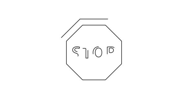 Černá Čára Ikona Stop Izolovaná Bílém Pozadí Symbol Regulačního Zastavení — Stock video
