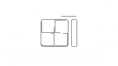 Beyaz arka planda siyah çizgili, fırça simgesi olan göz gölgesi paleti. 4K Video hareketli grafik canlandırması.