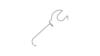 Siyah çizgi anahtarı simgesi beyaz arkaplanda izole edildi. 4K Video hareketli grafik canlandırması.