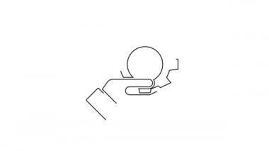 El simgesindeki siyah çizgi Ayarları beyaz arkaplanda izole edildi. 4K Video hareketli grafik canlandırması.