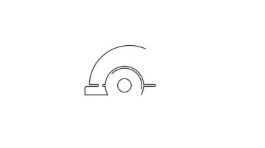 Beyaz arka planda siyah çizgi İşçi Kaskı simgesi izole edildi. 4K Video hareketli grafik canlandırması.