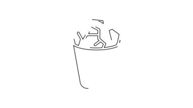 Siyah çizgi Tam çöp kutusu simgesi beyaz arkaplanda izole edildi. Çöp kutusu tabelası. Sepet simgesini geri dönüştür. Ofis çöpü ikonu. 4K Video hareketli grafik canlandırması.