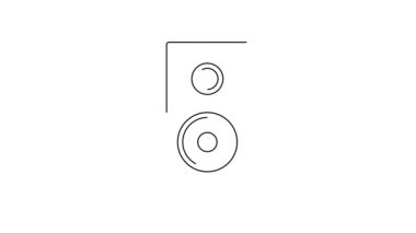 Siyah çizgi Stereo hoparlör simgesi beyaz arkaplanda izole edildi. Ses sistemi hoparlörleri. Müzik ikonu. Müzikal sütun hoparlörü. 4K Video hareketli grafik canlandırması.