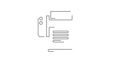 Beyaz arkaplanda siyah çizgi yazıcı simgesi izole edildi. 4K Video hareketli grafik canlandırması.