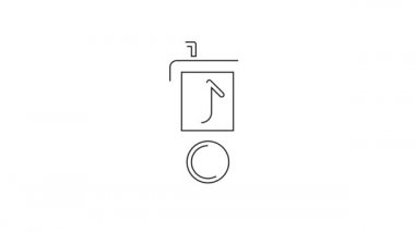 Siyah çizgi müzik çalar simgesi beyaz arkaplanda izole edildi. Taşınabilir müzik cihazı. 4K Video hareketli grafik canlandırması.