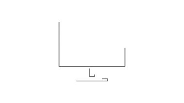 Siyah çizgi bilgisayar ekranı ekranı simgesi beyaz arkaplanda izole edildi. Elektronik cihaz. Ön manzara. 4K Video hareketli grafik canlandırması.