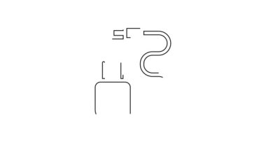 Beyaz arkaplanda siyah çizgi şarj simgesi izole edildi. 4K Video hareketli grafik canlandırması.