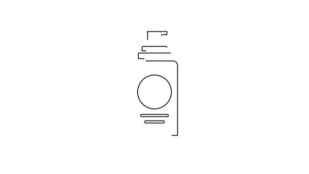 Zwarte Lijn Spuitbus Voor Haarlak Deodorant Transpirant Pictogram Geïsoleerd Witte — Stockvideo