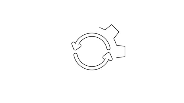 Linha Preta Engrenagem Setas Como Ícone Conceito Fluxo Trabalho Isolado — Vídeo de Stock
