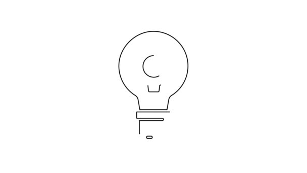 黒い線白い背景に孤立した電球とギアアイコン イノベーションの概念 ビジネスのアイデア 4Kビデオモーショングラフィックアニメーション — ストック動画