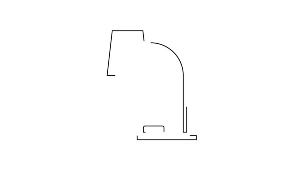 黑线台灯图标隔离在白色背景上 办公室台灯 4K视频运动图形动画 — 图库视频影像