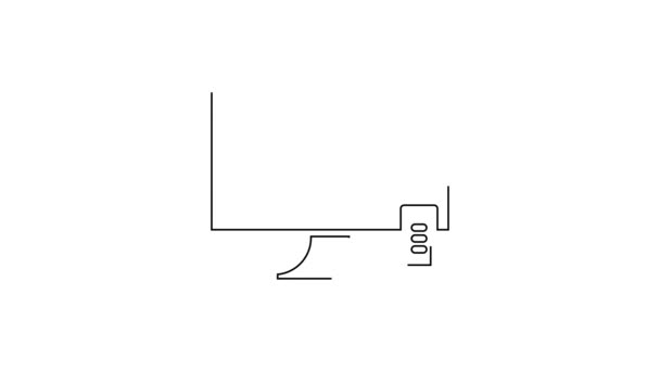 黑线智能电视图标隔离在白色背景 电视信号 4K视频运动图形动画 — 图库视频影像