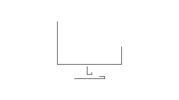 Černá Čára Počítačový Monitor Ikona Izolované Bílém Pozadí Elektronické Zařízení — Stock video